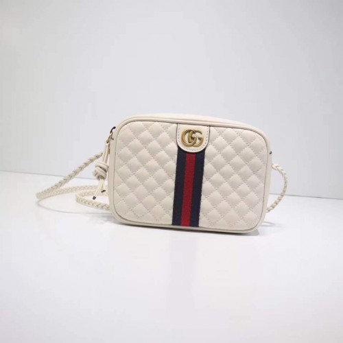 Geantă de umăr mică din piele laminată Gucci 51060 albă