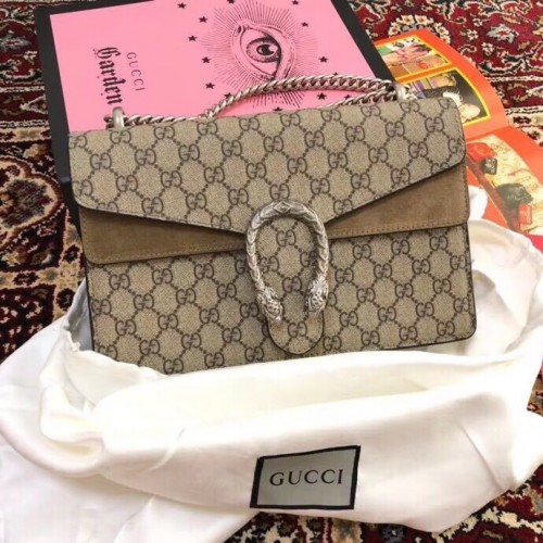 Geantă de umăr Gucci Dionysus medie din pânză GG 400249 Taupe