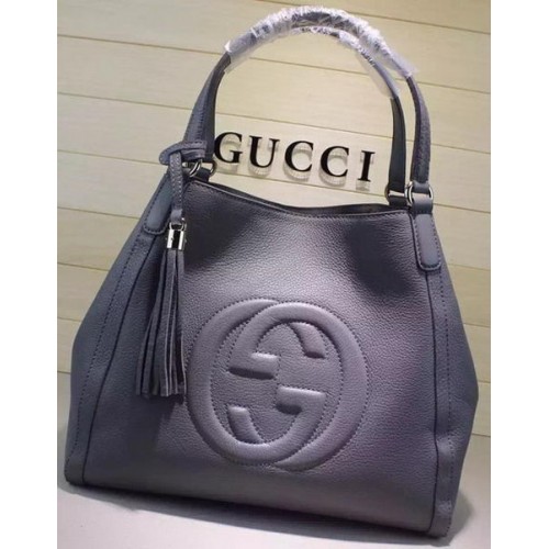 Geantă de umăr Gucci Soho medie din piele de vițel 282309 gri