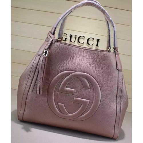 Geantă de umăr Gucci Soho medie din piele de vițel 282309 roz deschis