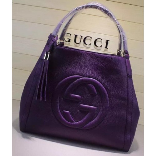 Geantă de umăr Gucci Soho medie din piele de vițel 282309 violet
