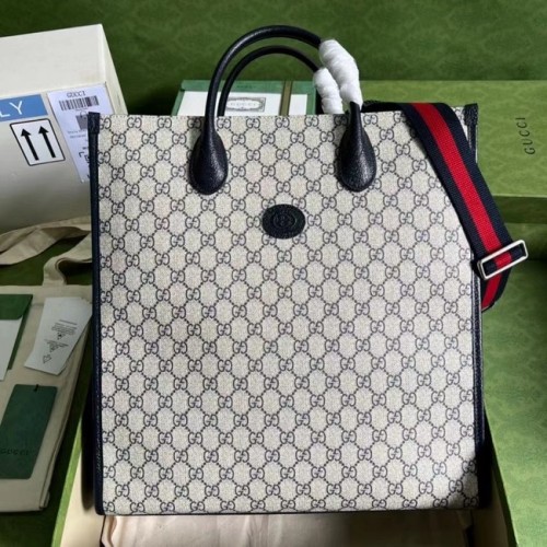Geantă medie Gucci cu imprimeu G 674155 albastru