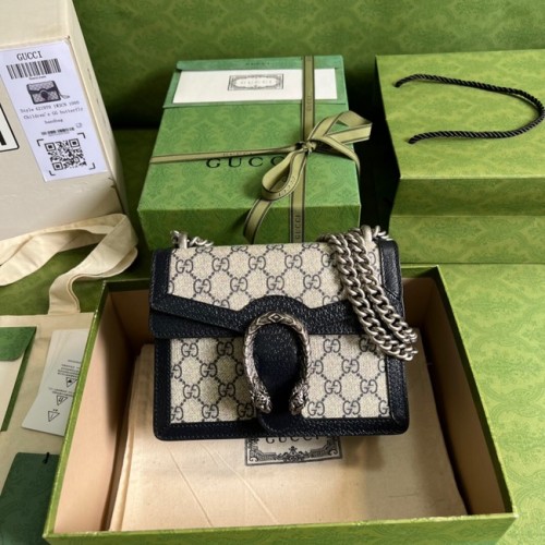 Geantă de umăr Gucci Mini Dionysus din pânză GG 421970 albastră