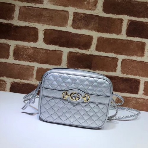 Geantă Gucci Mini din piele laminată 534950 argintie