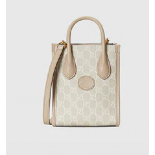 Geantă tote Gucci Mini cu imprimeu G 671623 bej