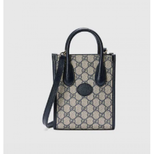 Geantă tote Gucci Mini cu imprimeu G 671623 Albastră