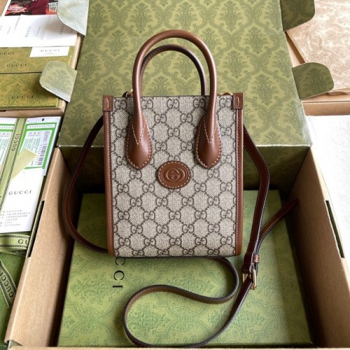 Geantă tote Gucci Mini cu imprimeu G 671623 Maro
