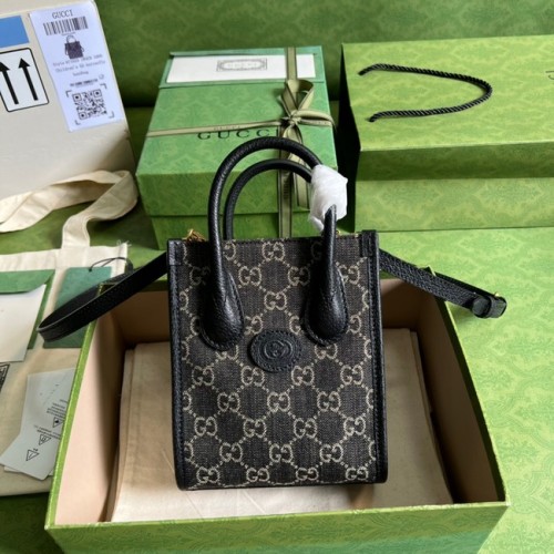 Geantă tote Gucci Mini cu imprimeu G 671623 negru