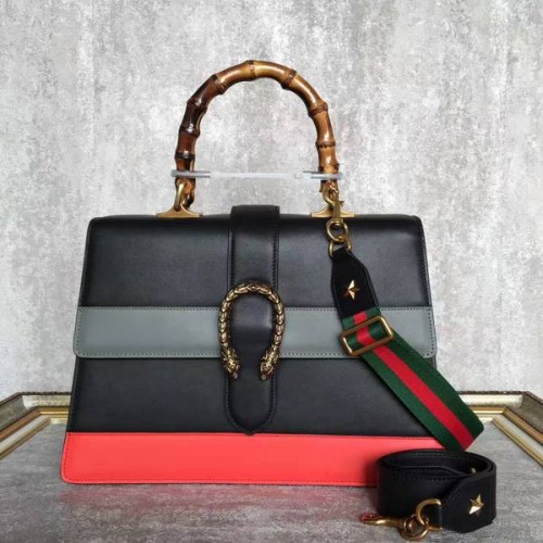 Geantă Gucci Now Bamboo Shopper 421999A Negru, Gri și Roșu