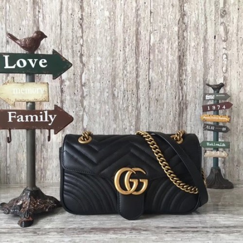 Geantă de umăr Gucci Now GG Marmont Matelasse 443496 Neagră