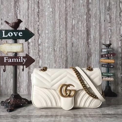 Geantă de umăr Gucci Now GG Marmont Matelasse 443496 OffWhite