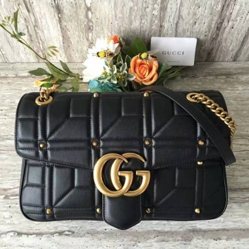 Geantă de umăr Gucci Now Marmont Mmatelasse 443496 Neagră