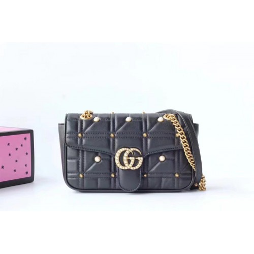 Geantă de umăr Gucci Now Marmont Mmatelasse 443497 Neagră