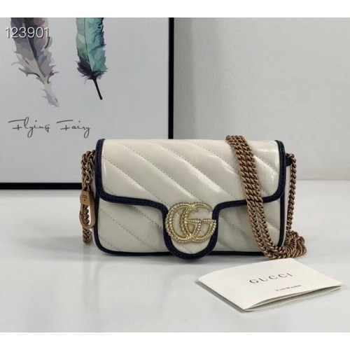 Geantă mini GG Marmont exclusivă online Gucci 574969 Alb și albastru