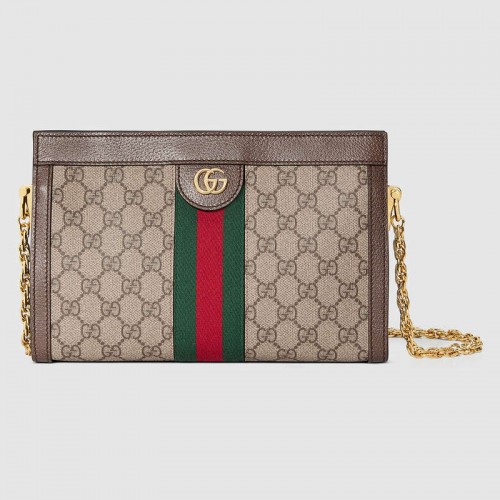 Geantă de umăr mică Gucci Ophidia GG 503876 Maro