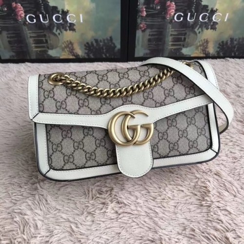Geantă de umăr mică Gucci Ophidia GG Supreme 443497 albă