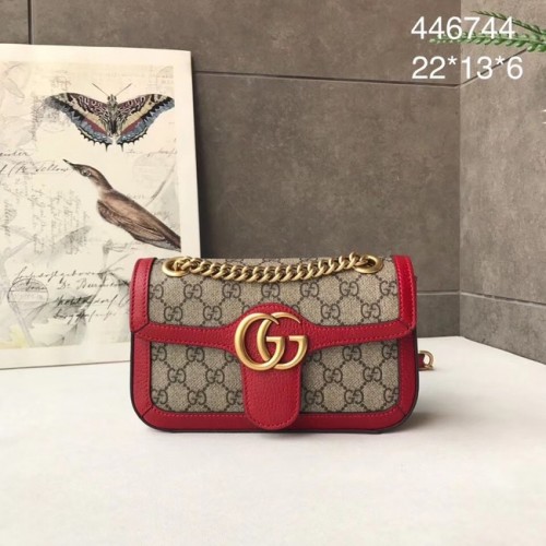 Geantă de umăr mică Gucci Ophidia GG Supreme 446744 roșie