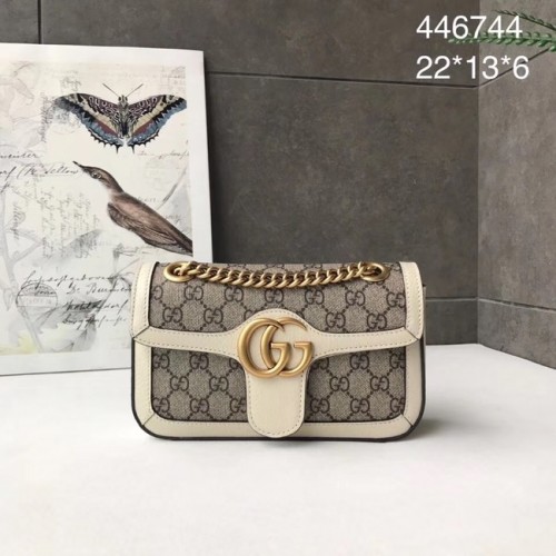 Geantă de umăr mică Gucci Ophidia GG Supreme 446744 albă