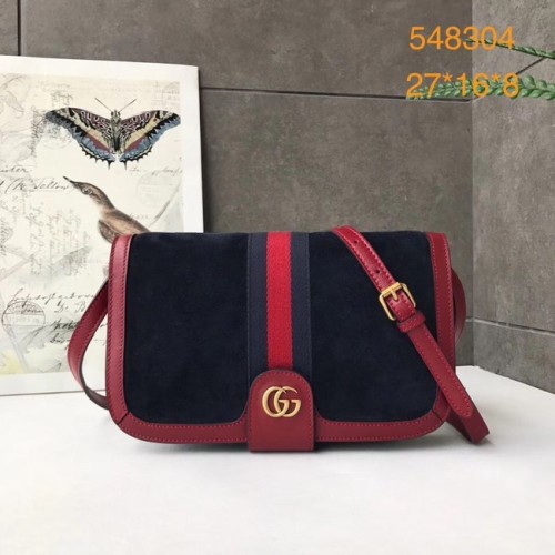 Geantă de umăr mică Gucci Ophidia GG Supreme din piele întoarsă 548304 Albastru închis