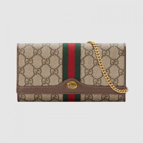 Portofel Gucci Ophidia cu lanț GG 546592 Maro