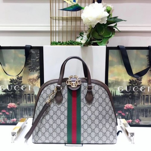 Geantă Gucci Ophidia GG medie cu mâner superior 524533 maro
