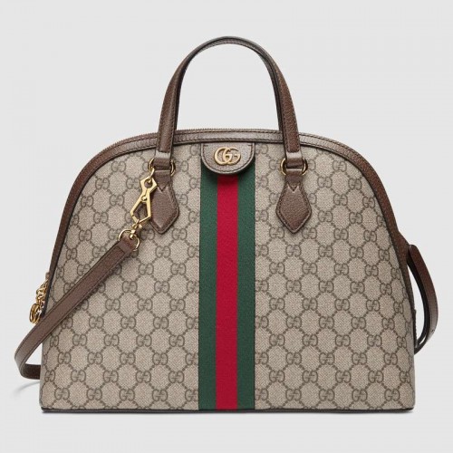 Geantă Gucci Ophidia GG medie cu mâner superior 524533 maro