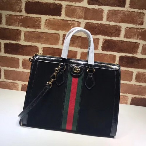 Geantă Gucci Ophidia medie cu mâner superior 524537 neagră