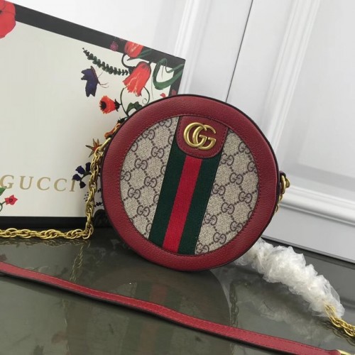 Geantă de umăr rotundă Gucci Ophidia mini GG 171285 roșie