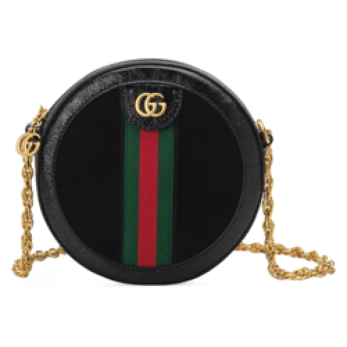 Geantă de umăr rotundă Gucci Ophidia mini 550618 Negru piele întoarsă