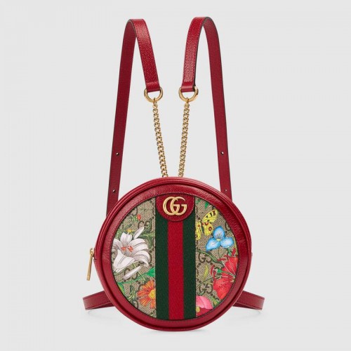 Rucsac mini Gucci Ophidia series cu imprimeu floral GG 598661 roșu