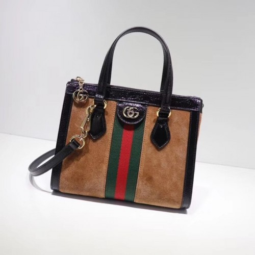 Geantă mică Gucci Ophidia GG 547551 piele întoarsă maro
