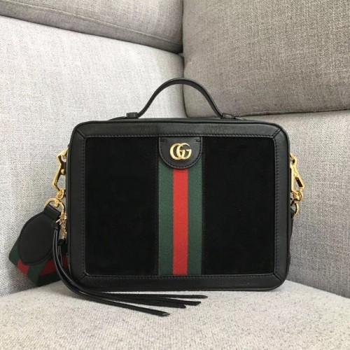 Geantă de umăr mică Gucci Ophidia 550622 Negru piele întoarsă