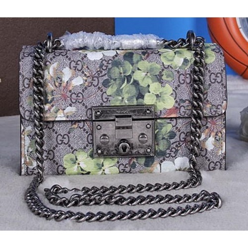 Geantă de umăr Gucci Padlock Blooms 409487 Neagră