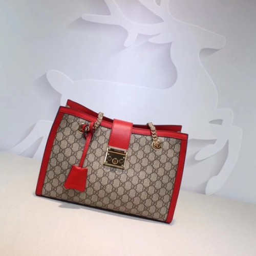 Geantă de umăr Gucci Padlock GG Supreme din pânză 479197 Roșie