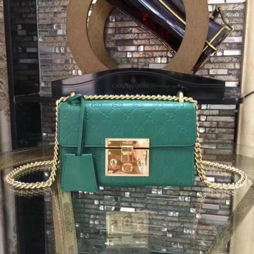 Geantă de umăr mini Gucci Padlock Gucci Signature 409487 Verde