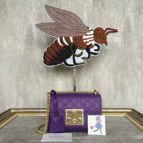 Geantă de umăr mini Gucci Padlock Gucci Signature 409487A Mov