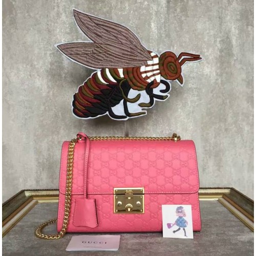Geantă de umăr Gucci Padlock Series Gucci Signature 409486 Roz