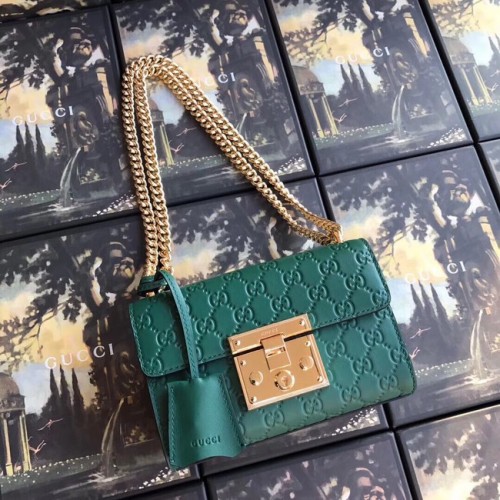 Geantă de umăr mică Gucci Padlock GG 409487 verde