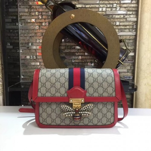 Geantă de umăr medie Gucci Queen Margaret GG Supreme 524356 roșie