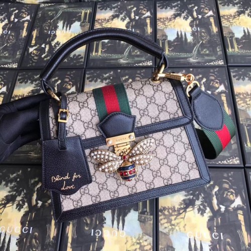 Geantă mică Gucci Queen Margaret GG cu mâner superior 476541 neagră