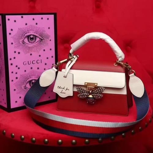 Geantă Gucci Queen Margaret din piele cu mâner superior 476541 Roșie