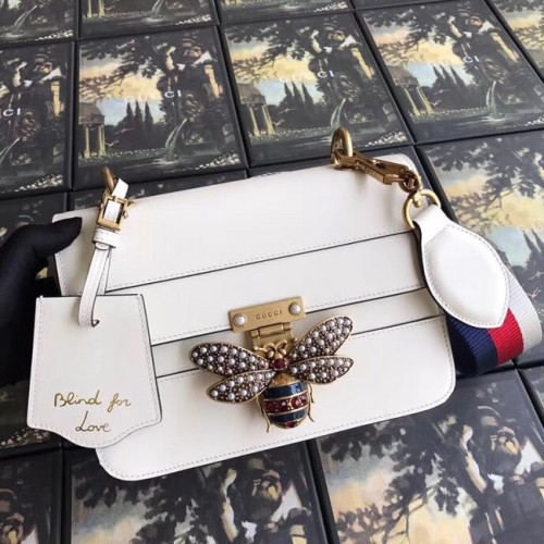 Geantă de umăr mică Gucci Queen Margaret 476542 albă