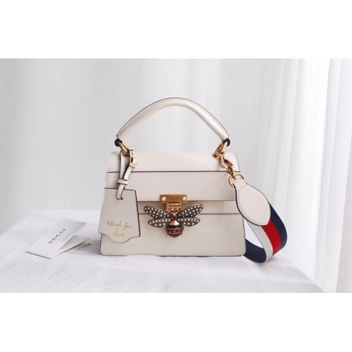 Geantă mică Gucci Queen Margaret cu mâner superior 476541 albă