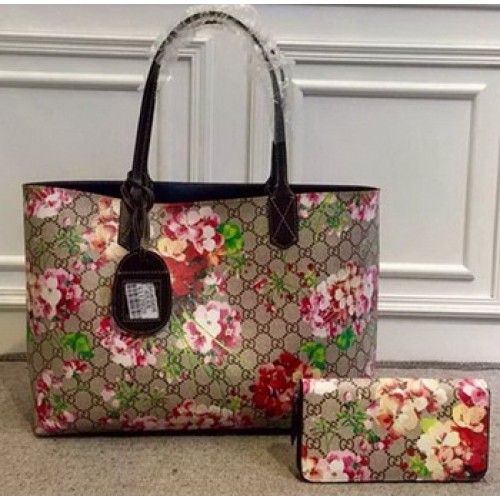 Genți tote reversibile Gucci GG din piele 368568 Roșu geranium și negru