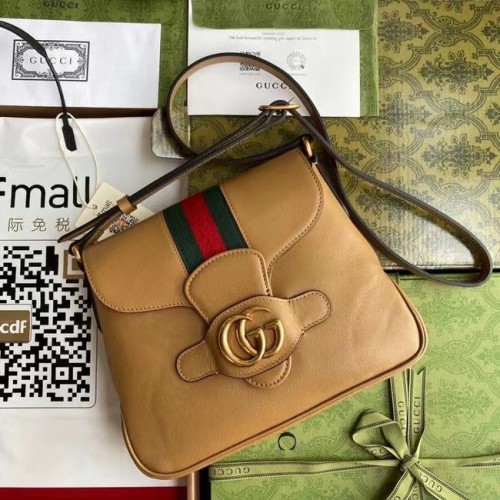 Geantă mică de mesager Gucci cu dublă G 648934 maro