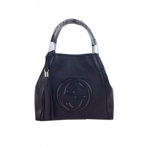Genți de umăr Gucci Soho din piele granulată 336751 Negre