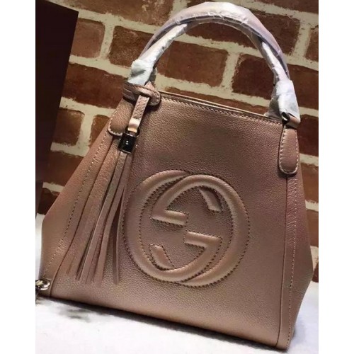 Genți de umăr Gucci Soho din piele granulată 336751 Nougat