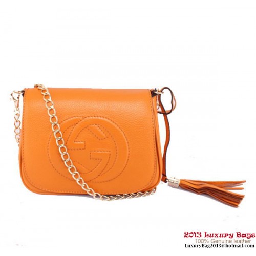 Geantă de umăr cu lanț din piele Gucci Soho 323190 Camel