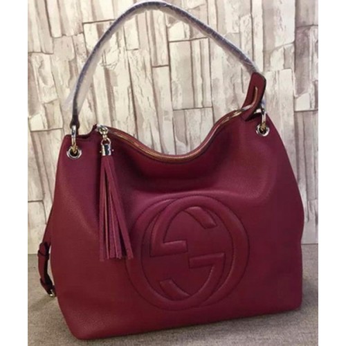 Geantă Gucci Soho din piele, piele de vițel, 408825, culoare vișinie