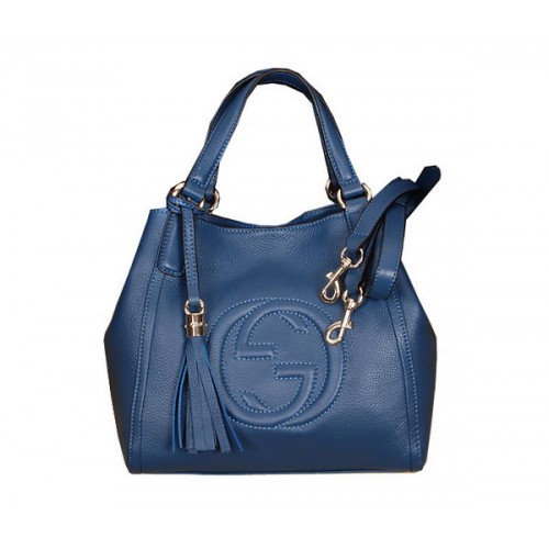 Geantă de umăr din piele Gucci Soho 336751 Albastră